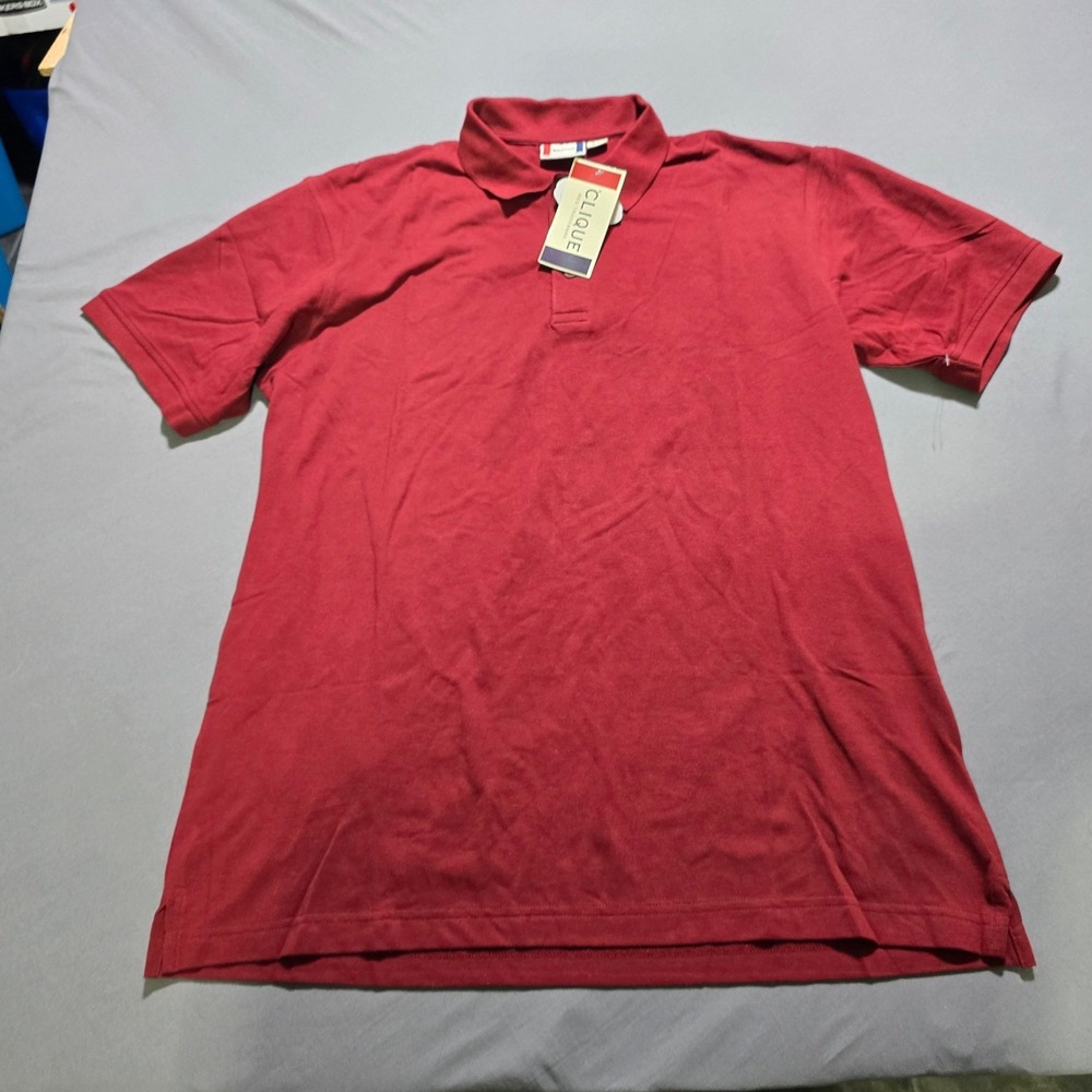 new Clique Polo Shirt‎ Mens XL Burgundy Scotchgard Stain Resistant Short Sleeve